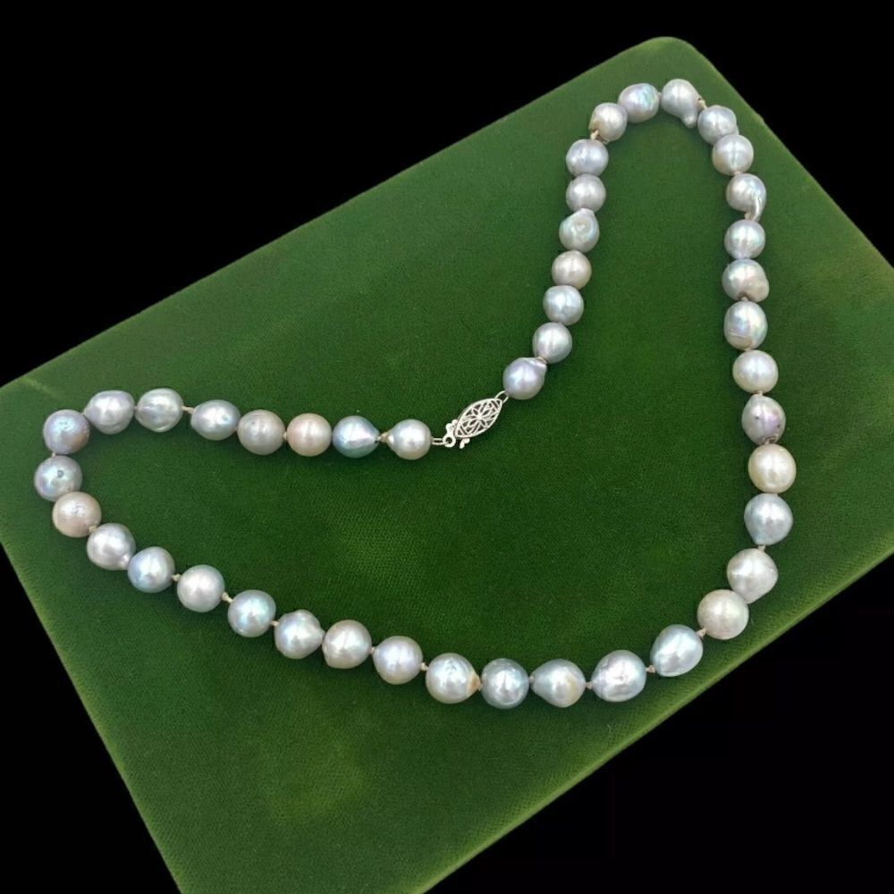 14k WG Grey Freshwater Pearl Antique Deco Necklace